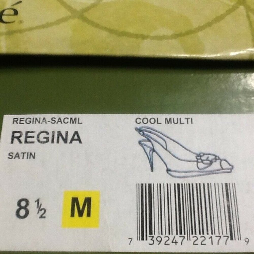 SOLD❗️ New J Renee REGINA Teal & Peacock Jeweled Peeptoe Satin Shoes in Size 8.5 - Picture 4 of 16
